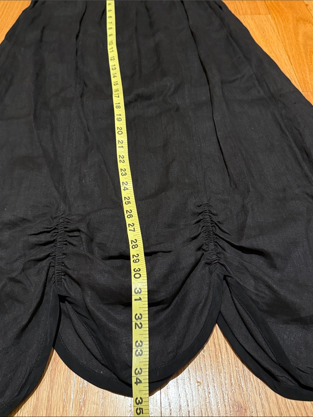 Bohemian Linen Gathered Bubble-Hem Maxi Skirt in Black Lagenlook - Picture 10 of 10